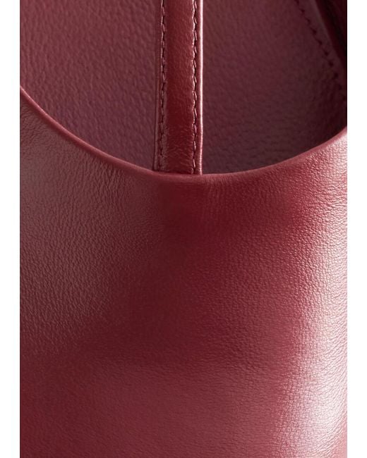 & Other Stories Red Open‑Heel Leather Ballerinas