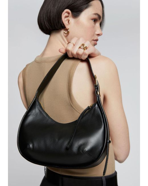 & Other Stories Black Small Crescent Leather Bag