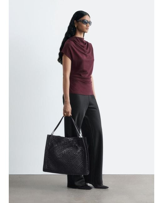 & Other Stories Black Drawstring Satin Trousers