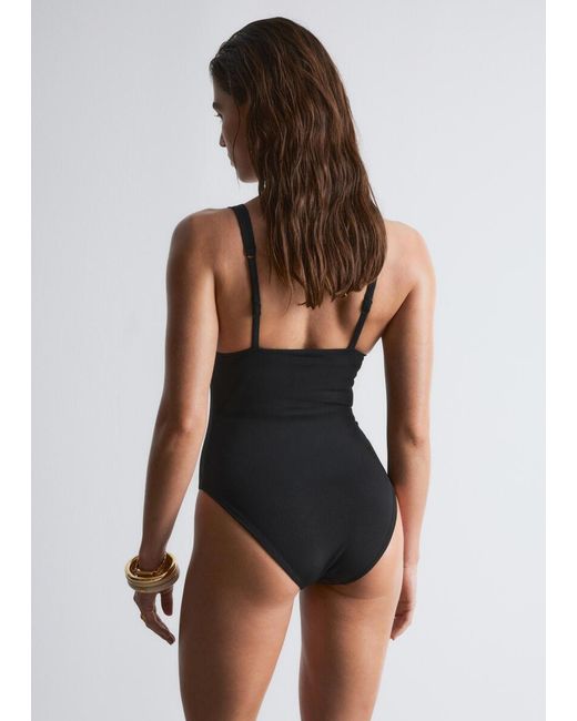 & Other Stories Black V-Neck Swimsuit