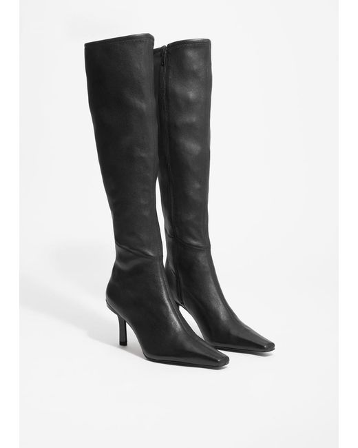 & Other Stories Purple Stretch-Leather Knee Boots