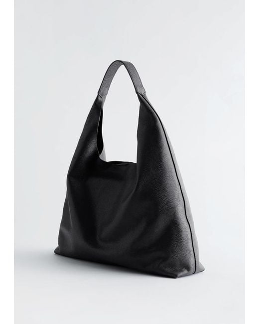 & Other Stories Black Large Leather Tote