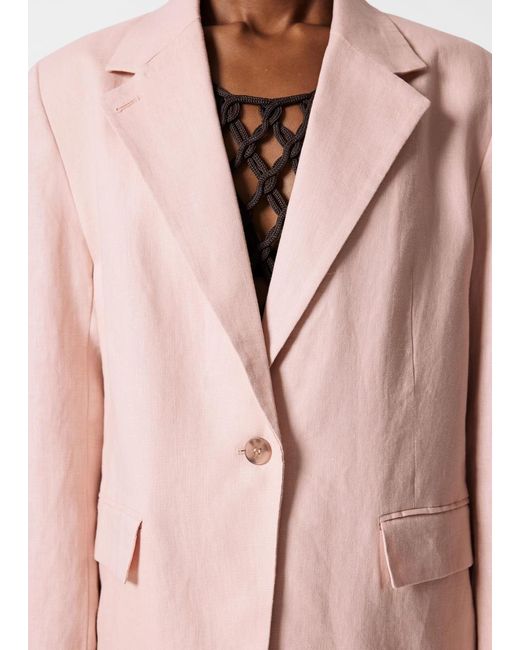 & Other Stories Pink Single-Breasted Linen Blazer