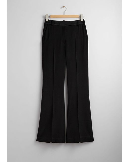& Other Stories Black Flared Wool Trousers