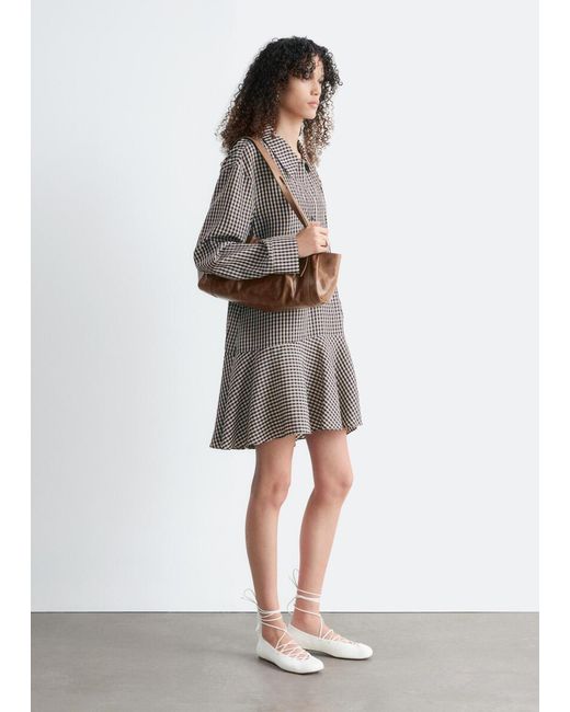 & Other Stories Gray Drop-Waist Shirt Dress