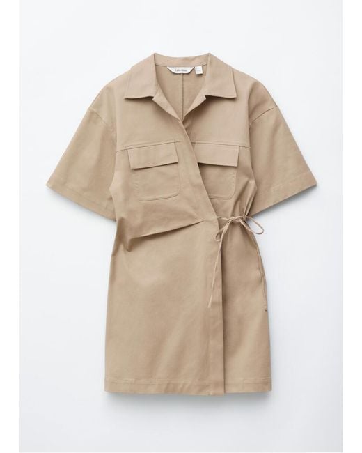 & Other Stories Natural Wrap-Front Mini Dress
