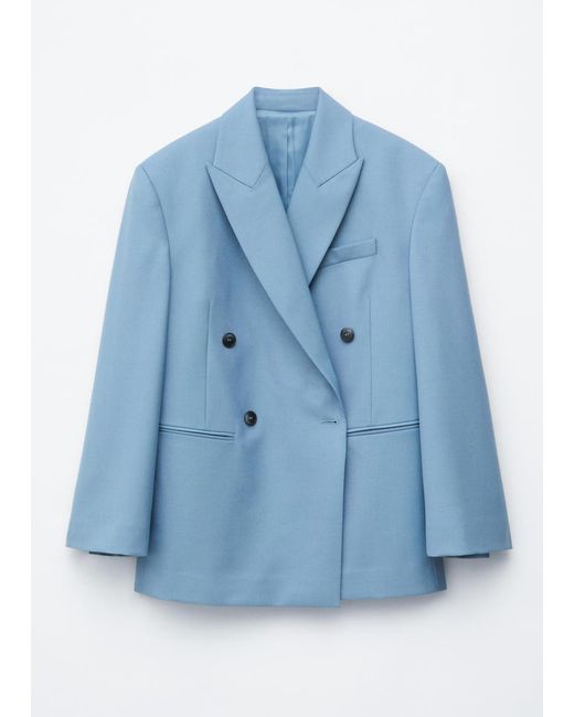 & Other Stories Blue Double-Breasted Wool Blazer