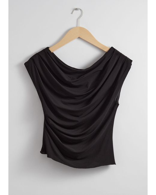 & Other Stories Black Draped Top