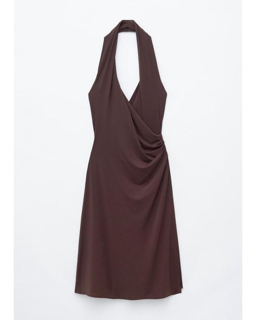 & Other Stories White Halterneck Jersey Midi Dress