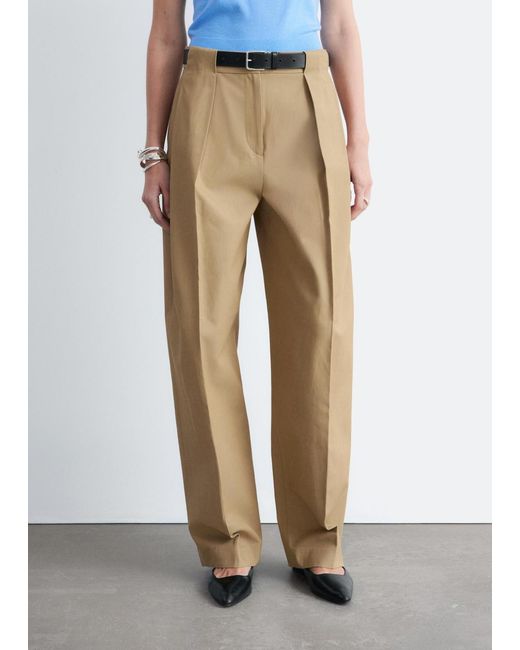 & Other Stories White Pleated Barrel-Leg Trousers