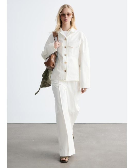 & Other Stories White Cotton Twill Tailored Jacket