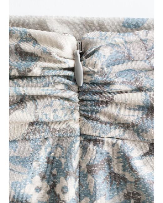 & Other Stories Gray Floral-Patterned Turtleneck Top