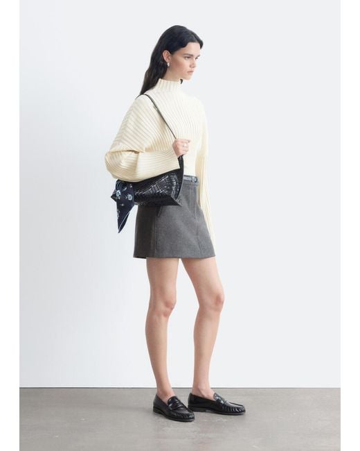 & Other Stories White Ribbed Mock-Neck Jumper