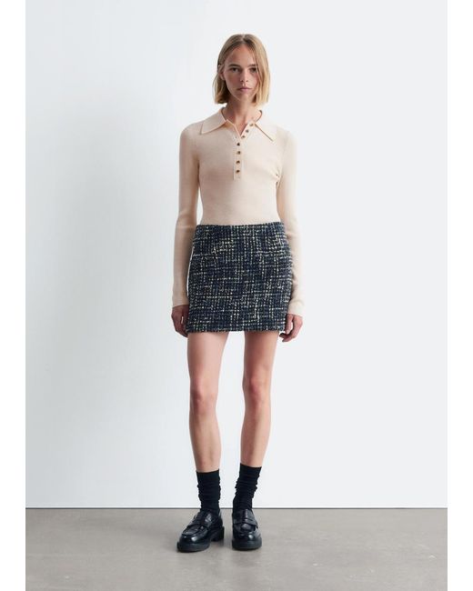 & Other Stories White Structured Wool-Blend Mini Skirt