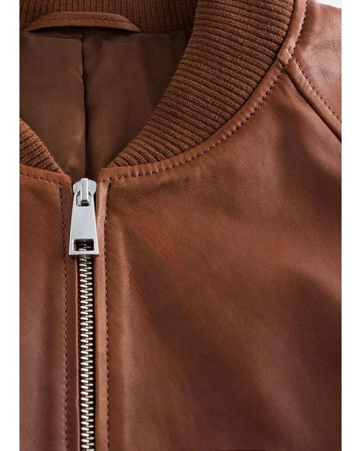 & Other Stories White Leather Bomber Jacket