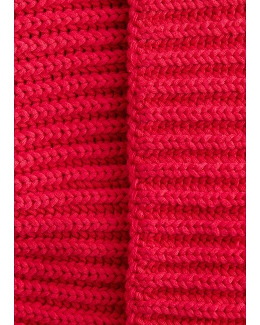& Other Stories Red Silk-Lined Cotton Beanie