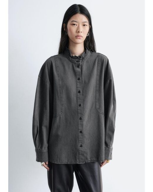 & Other Stories Gray Oversized Denim Blouse