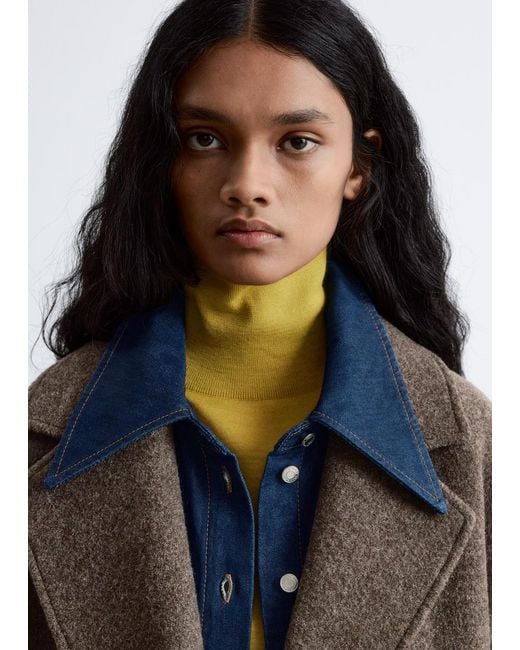 & Other Stories Black Voluminous Belted Wool Coat