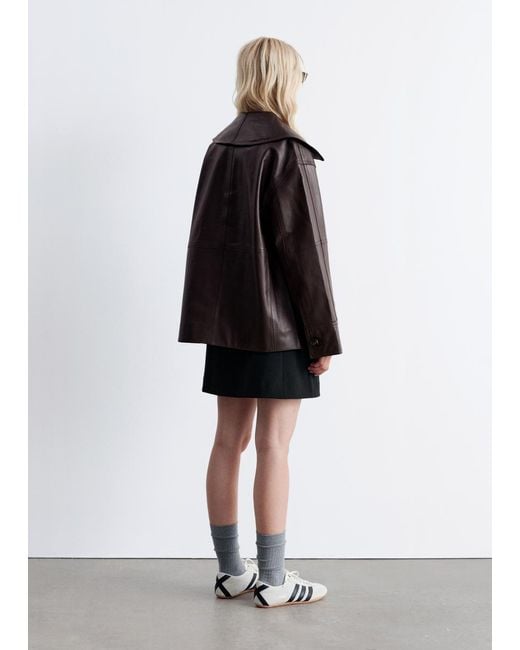 & Other Stories White Boxy Nappa Leather Jacket