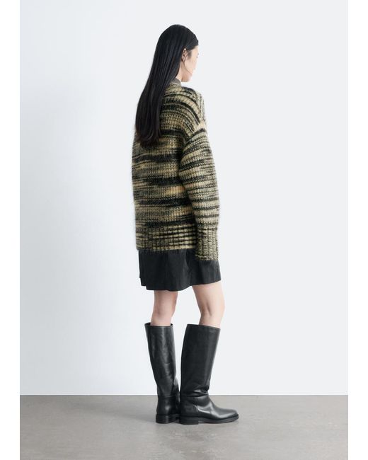 & Other Stories Green Mohair-Blend V-Neck Jumper