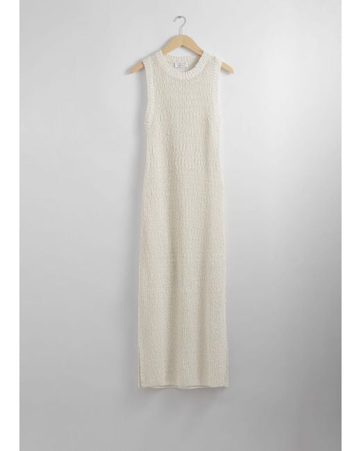 & Other Stories White Sleeveless Silk-blend Midi Dress