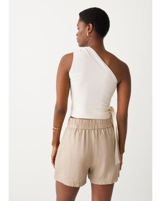 Stories Relaxed Linen Shorts in Beige 