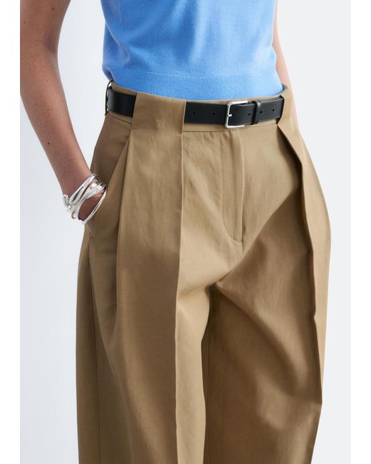 & Other Stories White Pleated Barrel-Leg Trousers