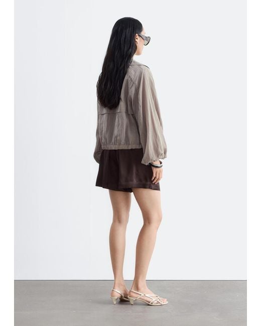 & Other Stories Brown Satin Pull-On Shorts