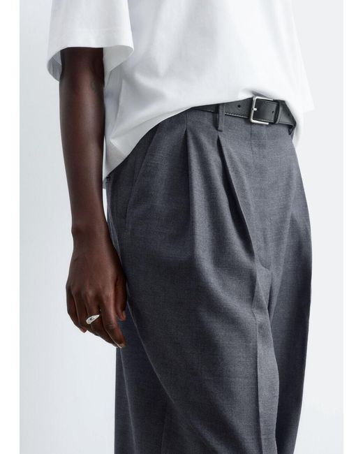 & Other Stories Gray High-Waist Tailored Trousers