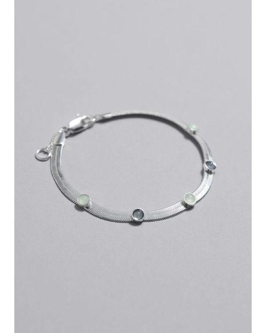 & Other Stories Gray Stone Embellished Chain Bracelet