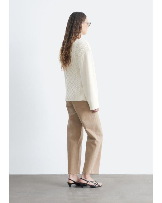 & Other Stories Natural Wool-Cotton Cable Knit Cardigan