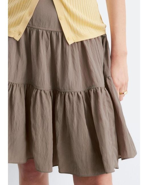 & Other Stories White Tiered Knee-Length Skirt