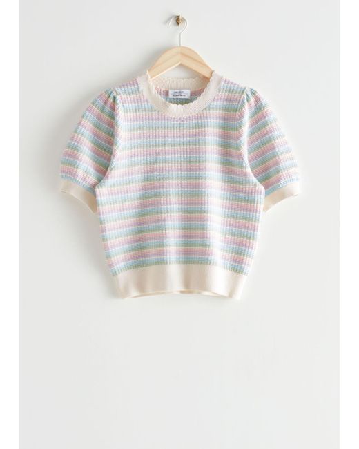 & Other Stories Multicolor Scallop Neck Knit Top