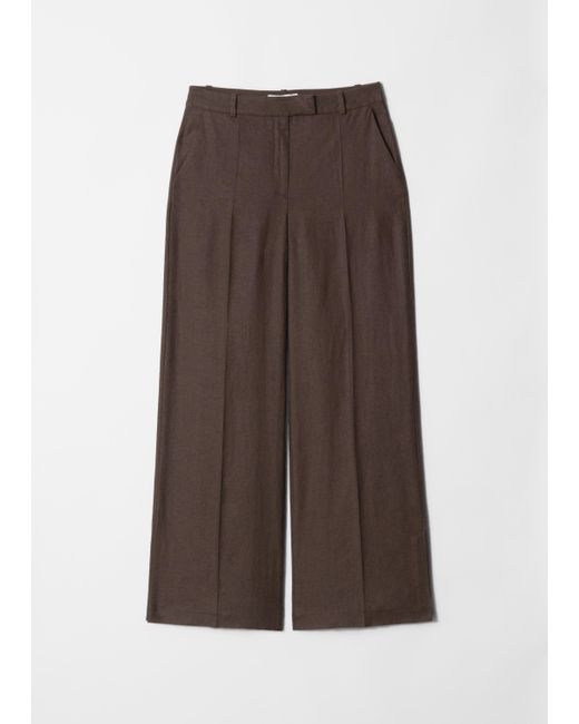 & Other Stories Brown Tailored Linen Trousers