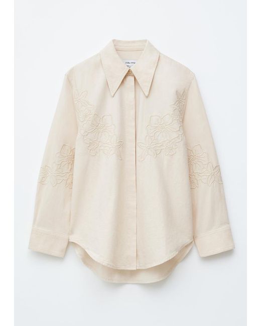 & Other Stories White Embroidered Denim Shirt