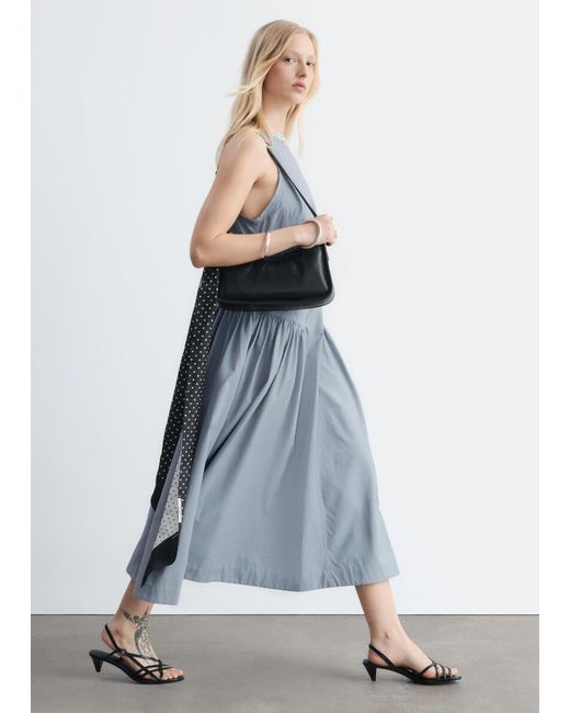 & Other Stories Blue Flared Midi Dress