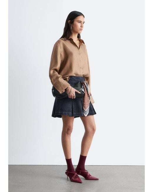 & Other Stories Blue Relaxed Silk Shirt
