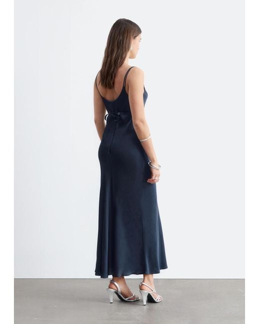 & Other Stories Blue Double-Strap Slip Dress