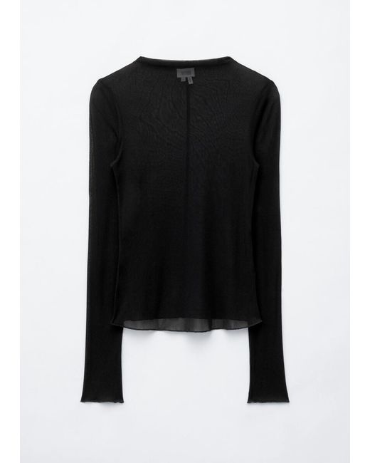 & Other Stories Black Ribbed Silk Top