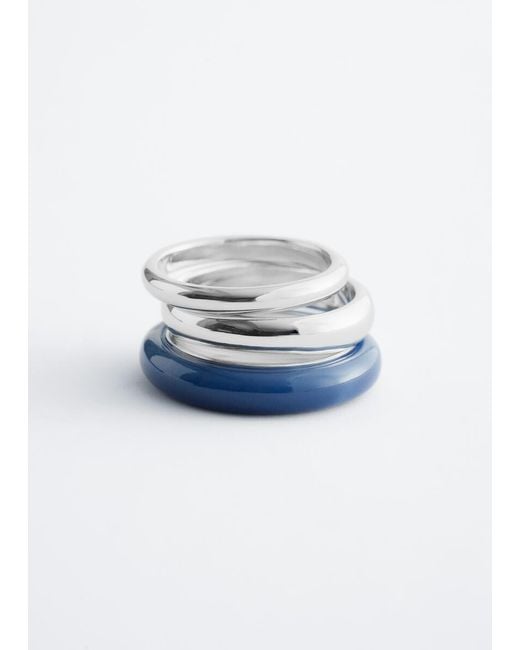 & Other Stories Blue 3-Pack Ring Set
