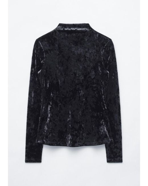 & Other Stories Black Velvet Mock Neck Top