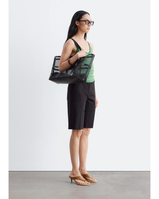& Other Stories Black Tailored Knee-Length Shorts