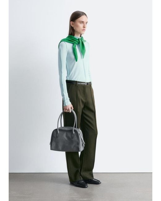 & Other Stories Green Wool-Blend Tailored Trousers