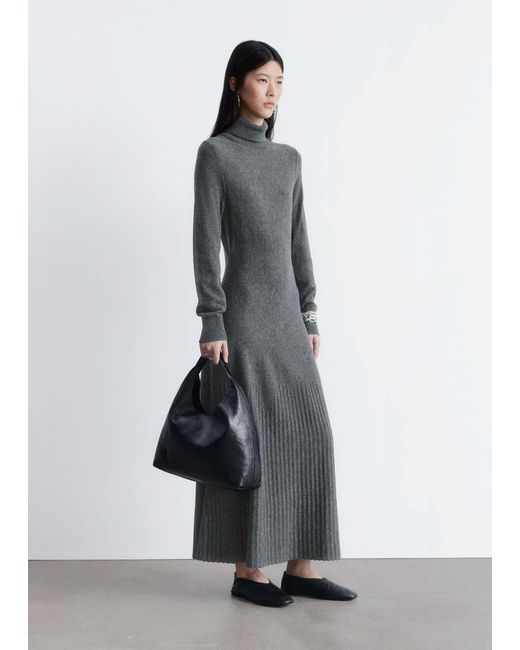 & Other Stories White Merino Wool Turtleneck Maxi Dress