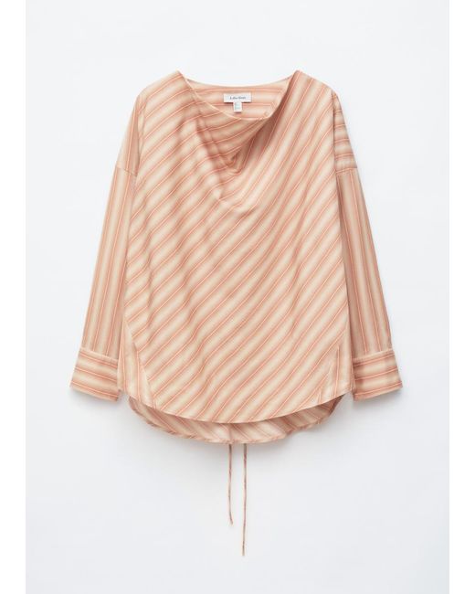 & Other Stories Natural Striped Cowl-Neck Blouse