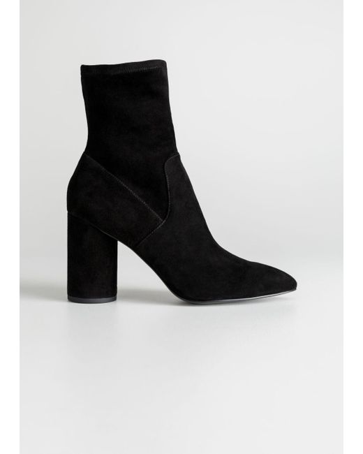 Other Stories Suede Sock Boots in Black 
