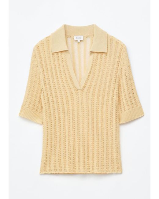 & Other Stories Yellow Open-Knit Polo Top