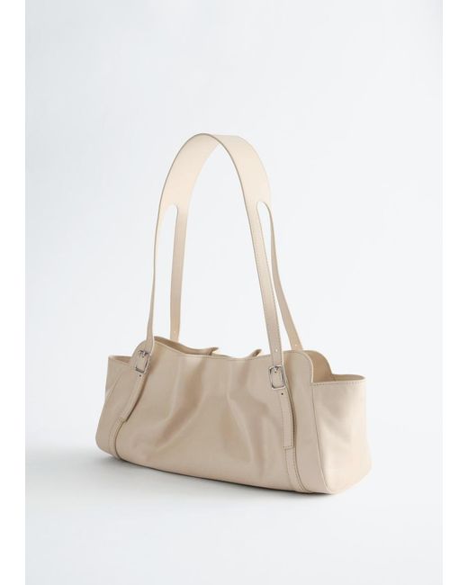 & Other Stories Blue Low-Profile Leather Shoulder Bag
