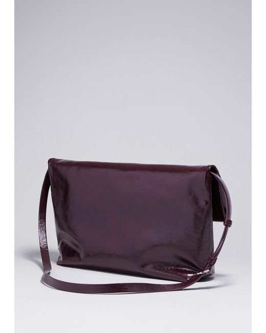 & Other Stories Purple Folded Patent-leather Clutch