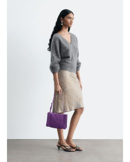 & Other Stories White Leopard Print Satin Skirt